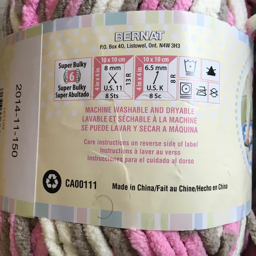 Bernat Baby Blanket Yarn Little Roses Pink White Brown Super Bulky *Lot of 4* - Picture 4 of 6
